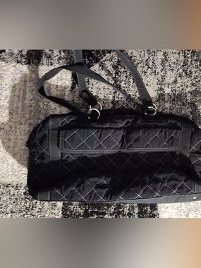 Vera Bradley black diagonal stitch zippered weekend/overnight bag